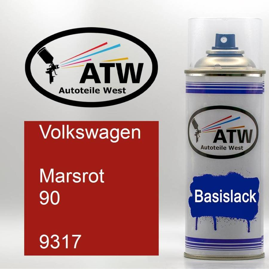 Volkswagen, Marsrot 90, 9317: 400ml Sprühdose, von ATW Autoteile West.